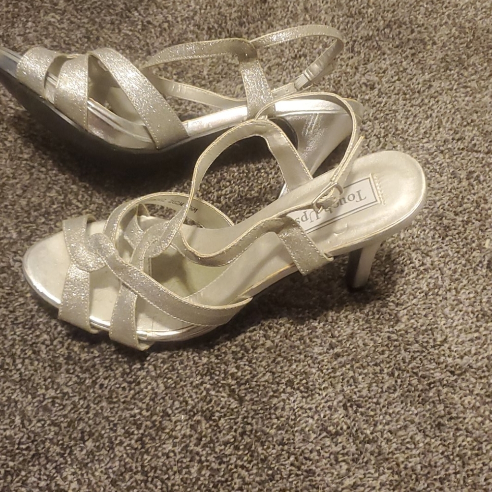 Touch ups sliver glitter shoes